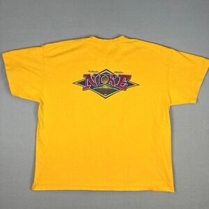 VTG‎ 90s Nike T Shirt XXL Made USA Yellow Graphic Logo Big Spell Out Swoosh